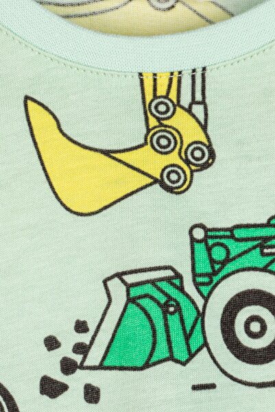 ZUZUNGA Excavator Patterned 100% Cotton Boy's Pajama Set