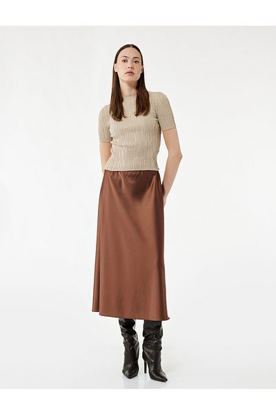 Koton Fusta midi din satin cu talie standard