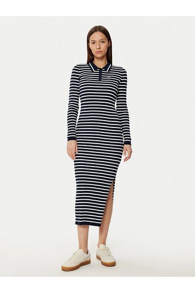 Tommy Hilfiger Tommy Jeans Tjw Ls Polo Midi Dress Women Blue Dress Dw0Dw194760A7