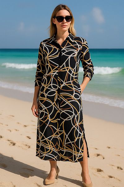 MODA Viscose Shirt Dress, Viscose Dress, Dress, Summer Dress, Slit Dress