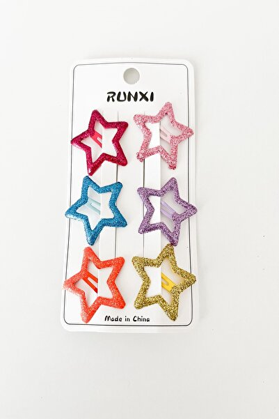 Pretty Glitter Star Colorful Snap Buckle Set of 6
