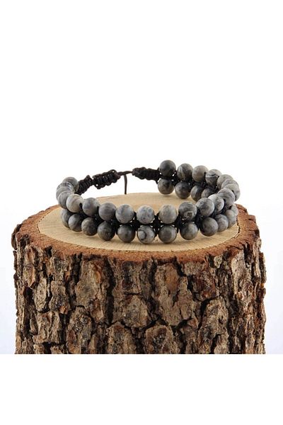 OSMANLI DEĞERLİ TAŞ Certified Gray Jasper Natural Stone Bracelet - 6 Mm