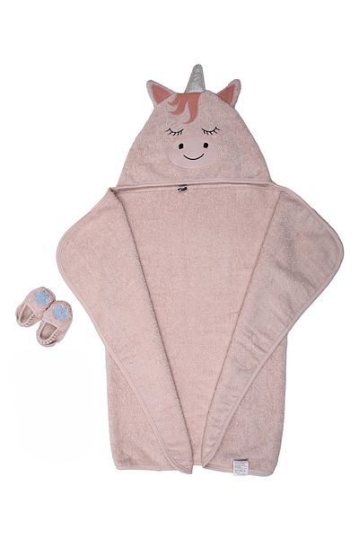 Miespiga Unicorn Towel Swaddle Slippers Set