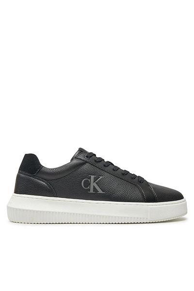 Calvin Klein Men's Comfortable Flat Sole Leather Black Sneakers Ym0Ym01253-0Gm
