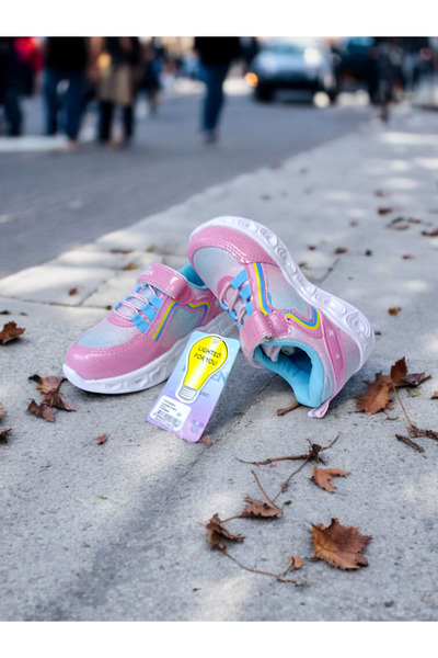 pediashoes IŞIKLI KIZ ÇOCUK HAFİF VE ESNEK SPOR AYAKKABI