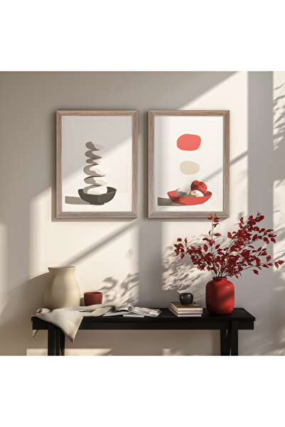 Ahsen resim çerçeve Çerçeveli 2'li Tablo Set - Duvar Dekoru Soyut Tabloları -...