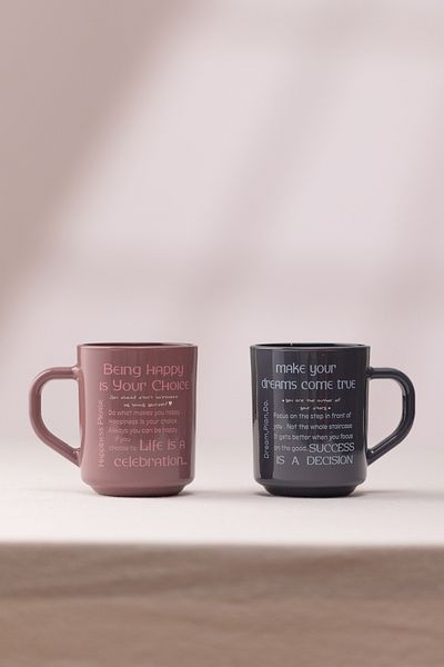 Rakle Motivational Set of 2 Mugs Smoked-Plum 246 Cc