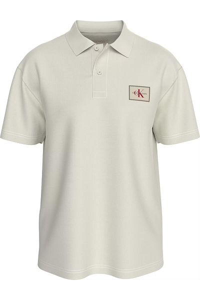 Calvin Klein Men's White Polo Neck T-Shirt - Button Closure, Short Sleeve J30J 327040 -Ybi