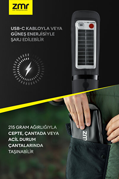ZMR Light Tube Led Güneş Enerjili Şişirilebilir Tüp Işık 4000mAh Outdoor 24 saat Kamp & Acil Durum Işığı