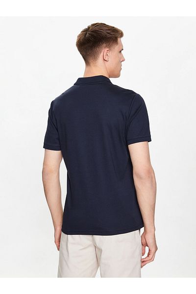 Calvin Klein Men's Brand Logo Polo Collar Organic Cotton Navy Blue Polo Collar T-shirt K10k111657-chw