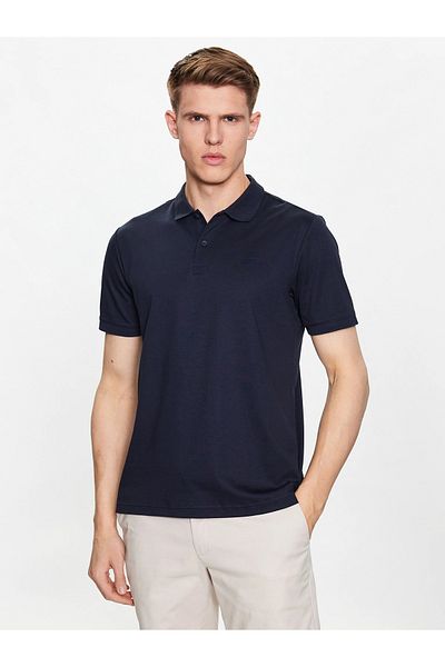 Calvin Klein Men's Brand Logo Polo Collar Organic Cotton Navy Blue Polo Collar T-shirt K10k111657-chw