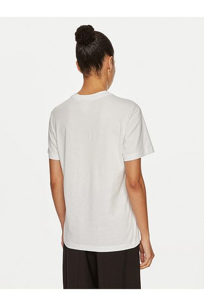 Calvin Klein Round Neck Printed White Women's T-Shirt Nano Logo Regular T-Shirt