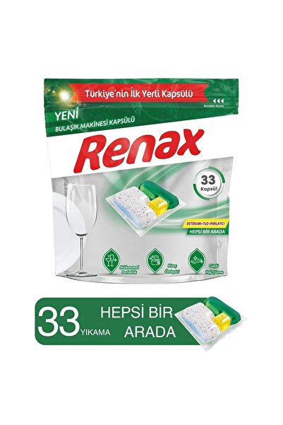 RENAX Bulaşık Makinesi Kapsülü Hepsi Bir Arada 33 Lü X 3 Adet