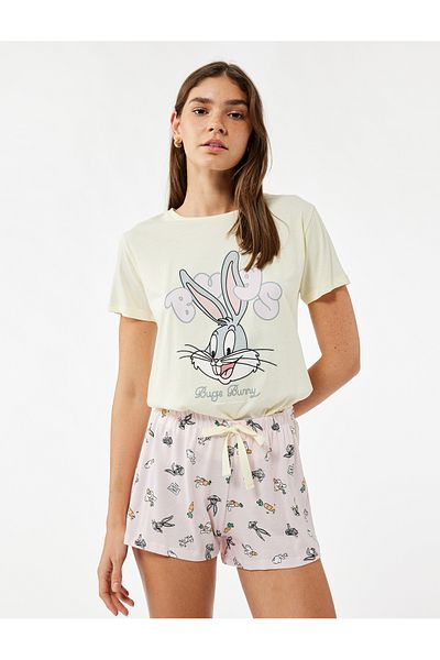 Koton Set de pijamale cu licență Bugs Bunny imprimat cu mâneci scurte din bumbac