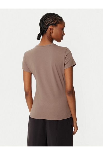 Calvin Klein Brown Women's T-Shirt - 100% Cotton, Crew Neck, Logo Detail, Short Sleeve K20K 207974 -Ga6