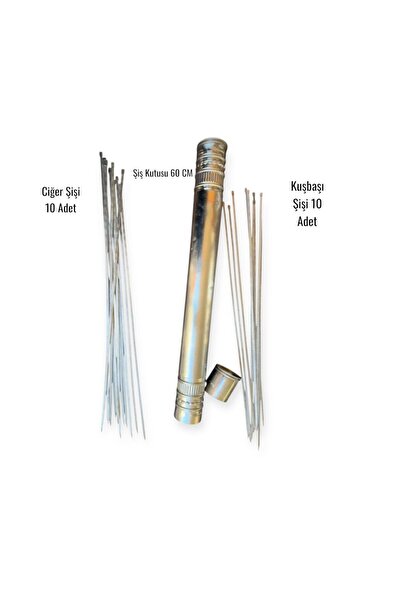 YILMAZNARGİLE Mangal Seti 20Lİ Ciğer Şişi - Kuşbaşı Şişi - Şiş Kabı,Şiş Kutusu,Mangal Aksesuarları,Kebap Seti