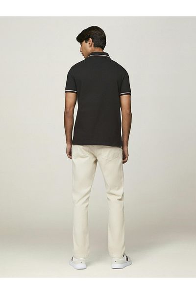 Tommy Hilfiger Tipped Slim Fit Polo Men's Black T-Shirt Mw0Mw37346Bds