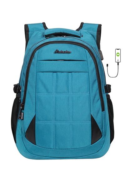Relaxion Turquoise Water Resistant Padded Daily School Backpack with Bat Back Structure and Laptop Compartment