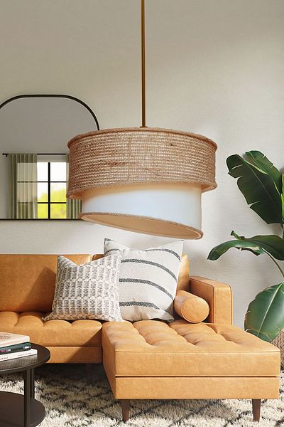 Eslight ثريا بمصباح معلق من الخيزران من Wind Redro E54b