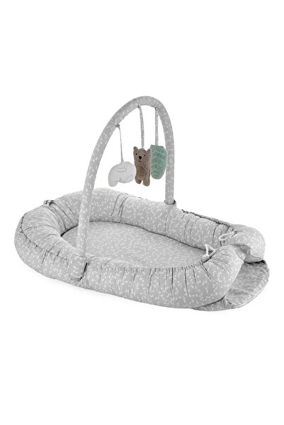 Babyjem Oyuncaklı Anne Baba Yanı Yatağı Gri Çiçek