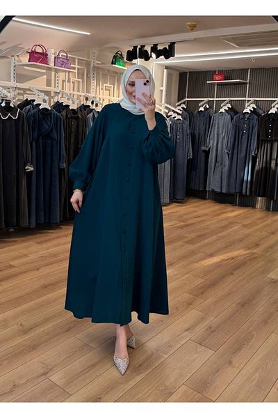OlaLady Women's Reglan Flared Cut Sleeves Cuffed Hijab Cap Top Coat