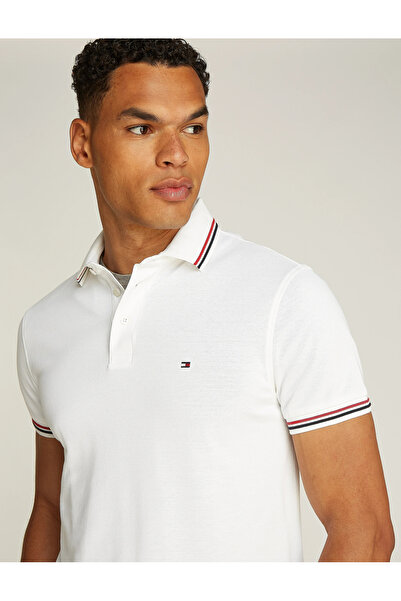 Tommy Hilfiger بولو تومي هيلفيغر للرجال باللون الأبيض