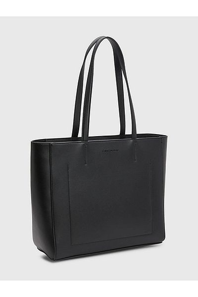 Calvin Klein Geantă de umăr neagră cu fermoar din piele cu logo pentru femei K60K 610276 -BDS