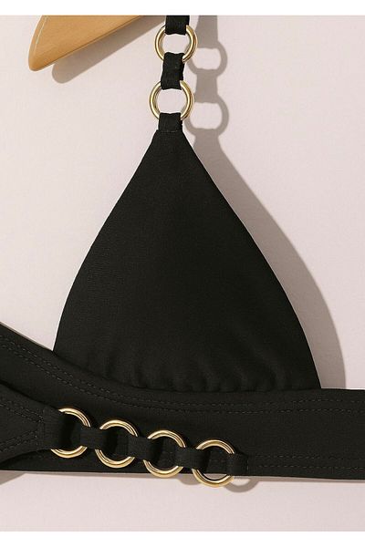 Urrenn Gold Ring Detailed Triangle Bikini Set – Elvyn Gold |   Black, Mint, Burgundy |   Unassisted, Beach Wear