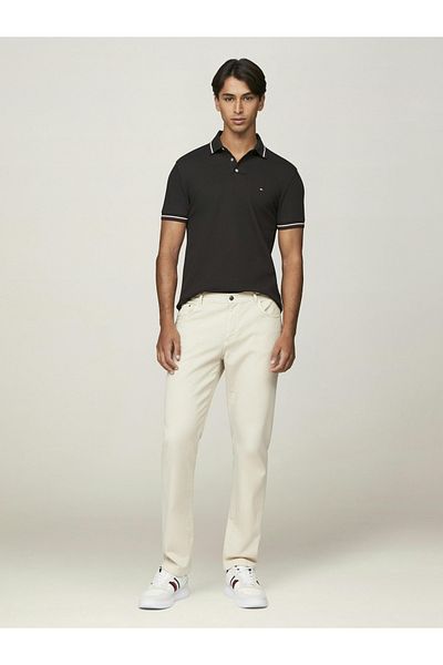 Tommy Hilfiger Tipped Slim Fit Polo Men's Black T-Shirt Mw0Mw37346Bds