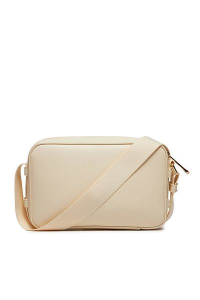 Tommy Hilfiger Women's Leather Brand Logo Zippered Daily Use Beige Shoulder Bag AW0AW15991-AEF