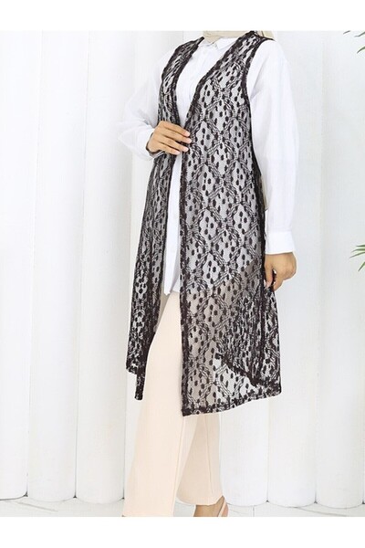 RESPİRO Slim Fit Lace Thin Soft Women's Vest Fit Pattern Open Front