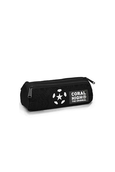 Coral High Μαύρη τσάντα μολυβιού τριών διαμερισμάτων με μοτίβο ποδοσφαίρου 11198