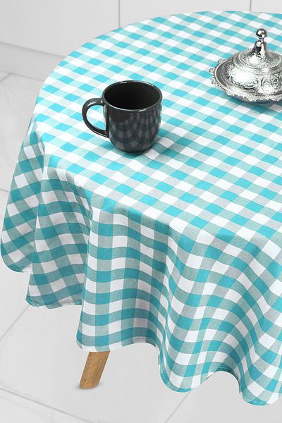 Soft Kare Gingham Round Large Square Tablecloth