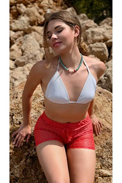 MY Wooft Mywooft Kadın Kırmızı Mayo Üstü Mini Şort