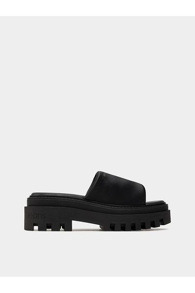 Calvin Klein Women's High Heel Comfortable Logo Black Sandals YW0YW01339-BEH