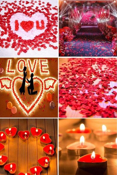 BeySüS 50 Heart Candles 25 Heart Balloons 500 Rose Petals 300 Dry Roses 1 Balloon Pump Marriage Proposal Package