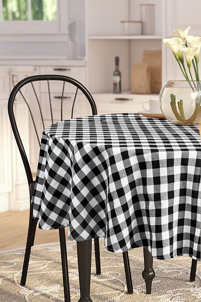 Soft Kare Gingham Round Large Square Tablecloth