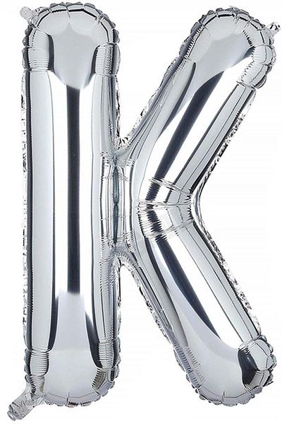 BeySüS 40 Inch Silver Color Letter Foil Balloon - Letter K