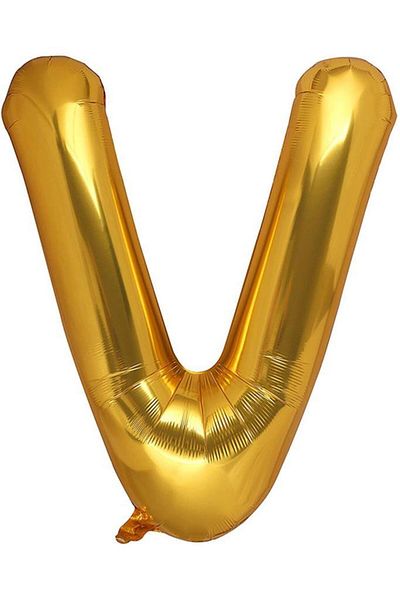BeySüS 40 Inch Letter Foil Balloon - Gold Letter V