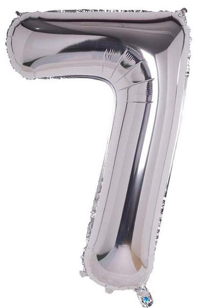 BeySüS 40 Inch Number Foil Balloon Silver - 7 Number