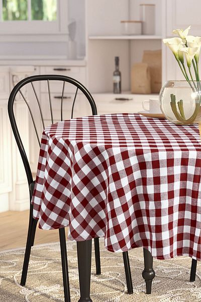 Soft Kare Gingham Round Large Square Tablecloth