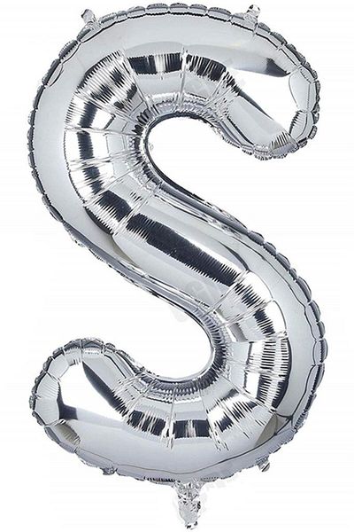 BeySüS 40 Inch Silver Color Letter Foil Balloon - Letter S