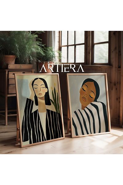 HİGUERA Calma și eleganță cu linii Pictură în ulei Feel Dual Wood Framed Wall Painting