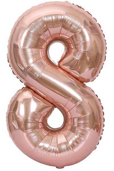 BeySüS Number Foil Balloon Rosegold 8 Number 40 Inch
