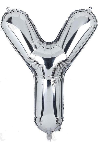 BeySüS 40 Inch Silver Y Letter Foil Balloon