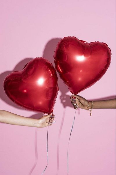 BeySüS Red Heart and White Transparent Latex Balloon Set