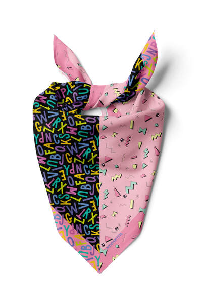 Modabutik D6 Özel Üretim Letter Desenli Köpek Bandanası Pembe 50x50