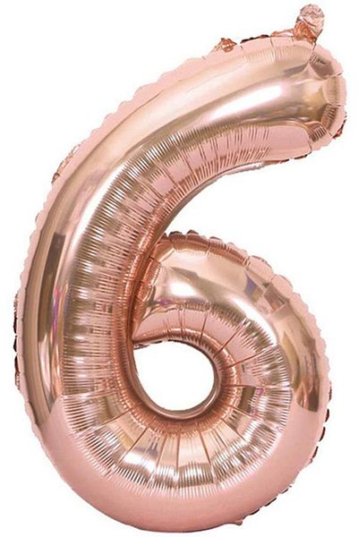 BeySüS Number Foil Balloon Rosegold 6 Number 40 Inch