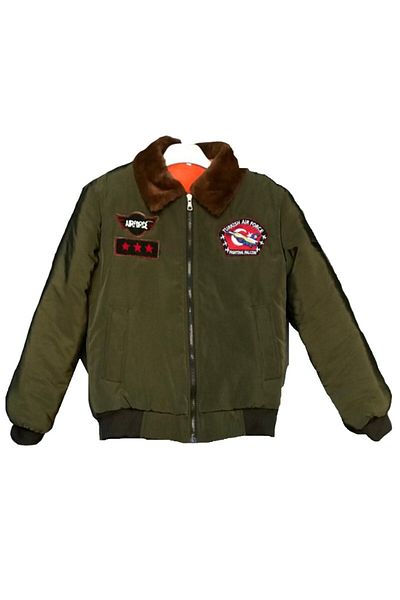 CREWTURK CrewTurkish Boy's Pilot Jacket Khaki Colored Fur Lined Coat