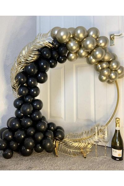 BeySüS Chrome Gold Pastel Black Balloon Chain 100 Pieces